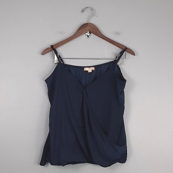Gigi Parker Navy Blue Spagetti Wrap Blouse Top - Picture 2 of 9